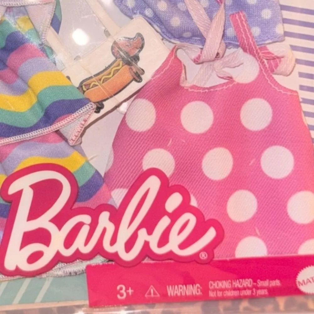 Barbie Doll Outfit Set with Rainbow Dress and Polka Dot‎ Bag